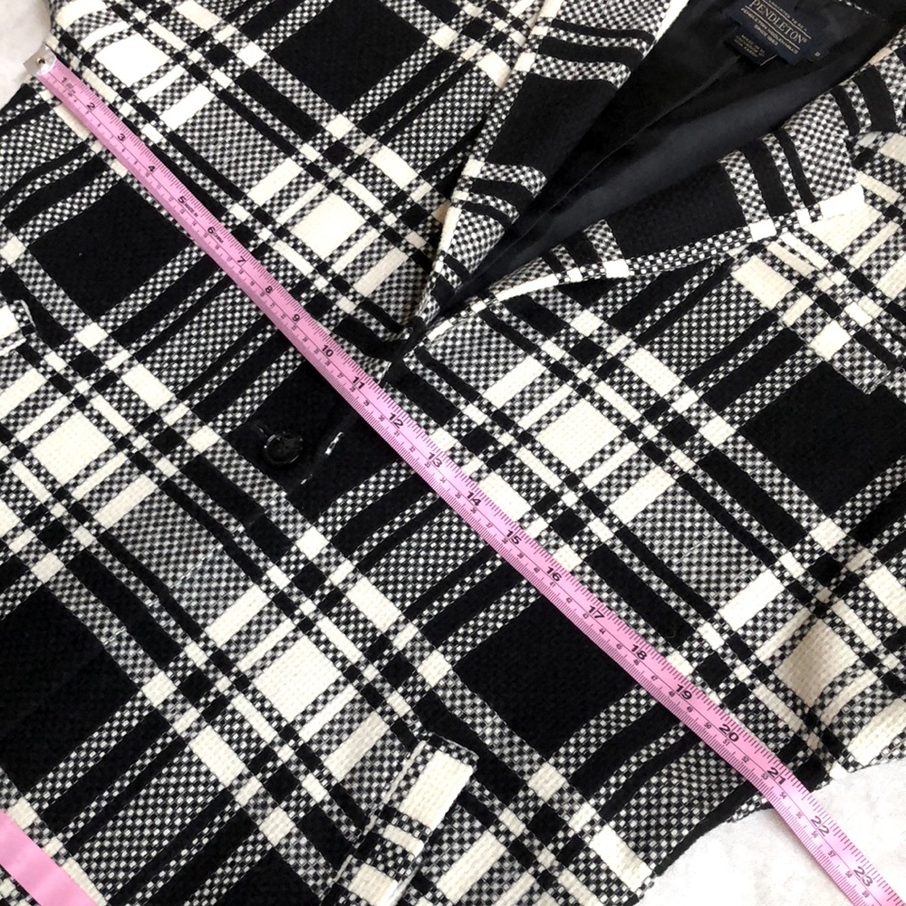 Pendleton Virgin Wool Black and White Tartan Plaid Women Blazer Jacket Size S - Picture 13 of 16